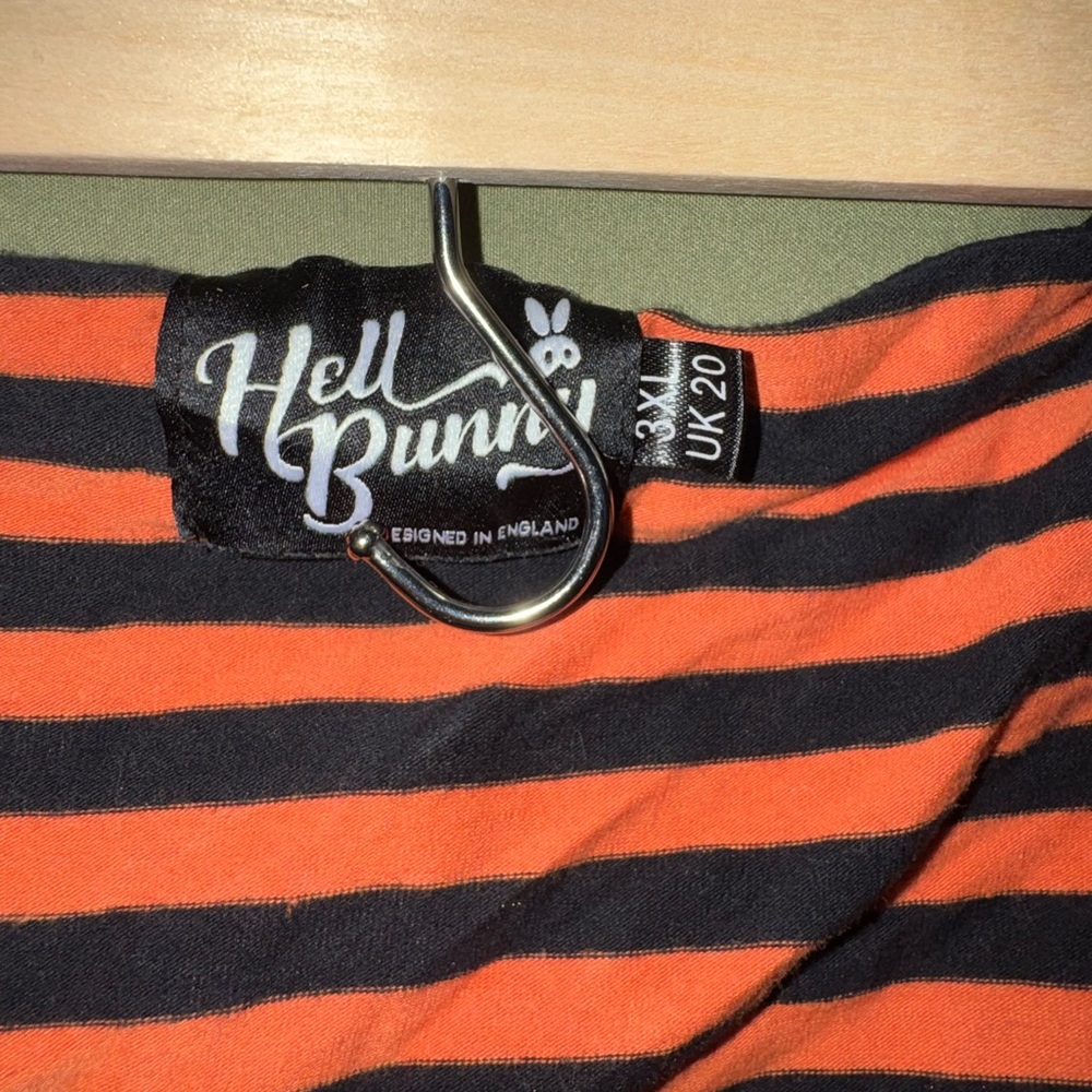 Hell Bunny Striped Orange and Black Women's Top - Picture 3 of 5